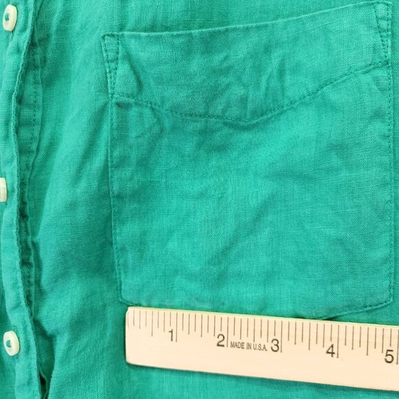 Maeve by Anthropologie Pure Linen Cate Button Down Shirt Solid Green Size Medium - Picture 7 of 14